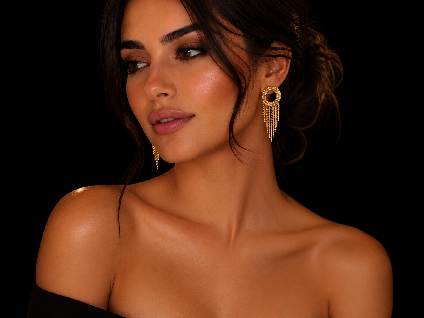 Golden Cascade Fringe Earrings