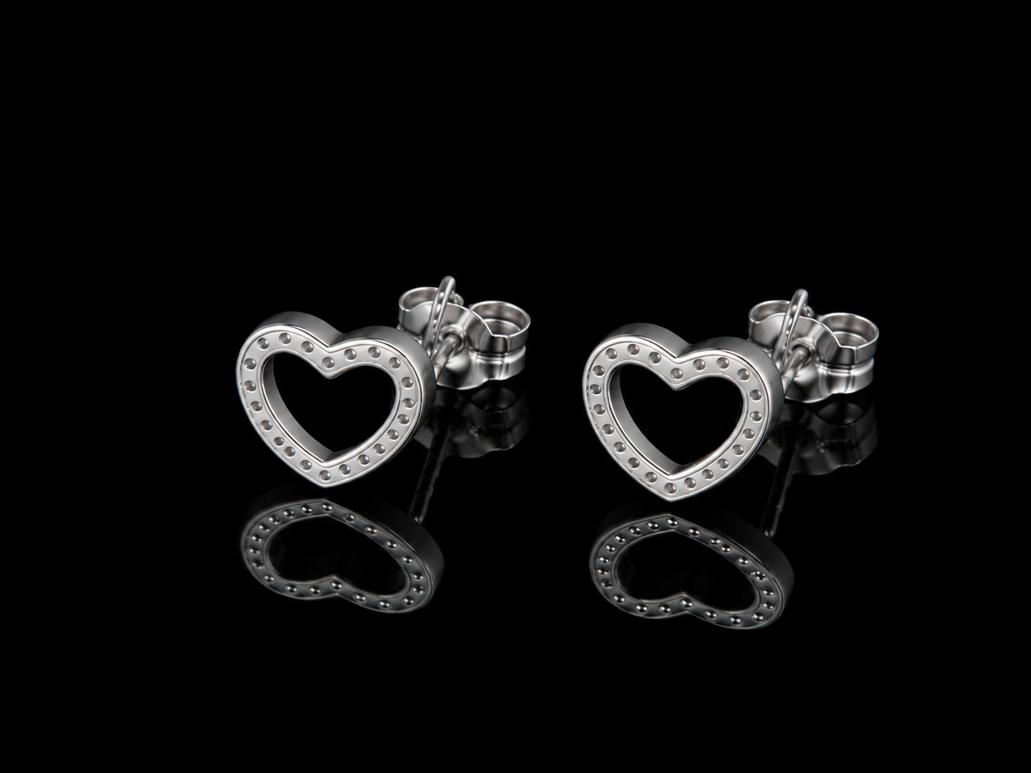 Silver Heart Studs