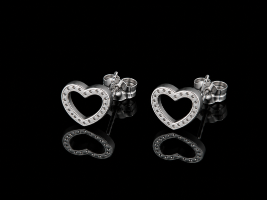 Silver Heart Studs