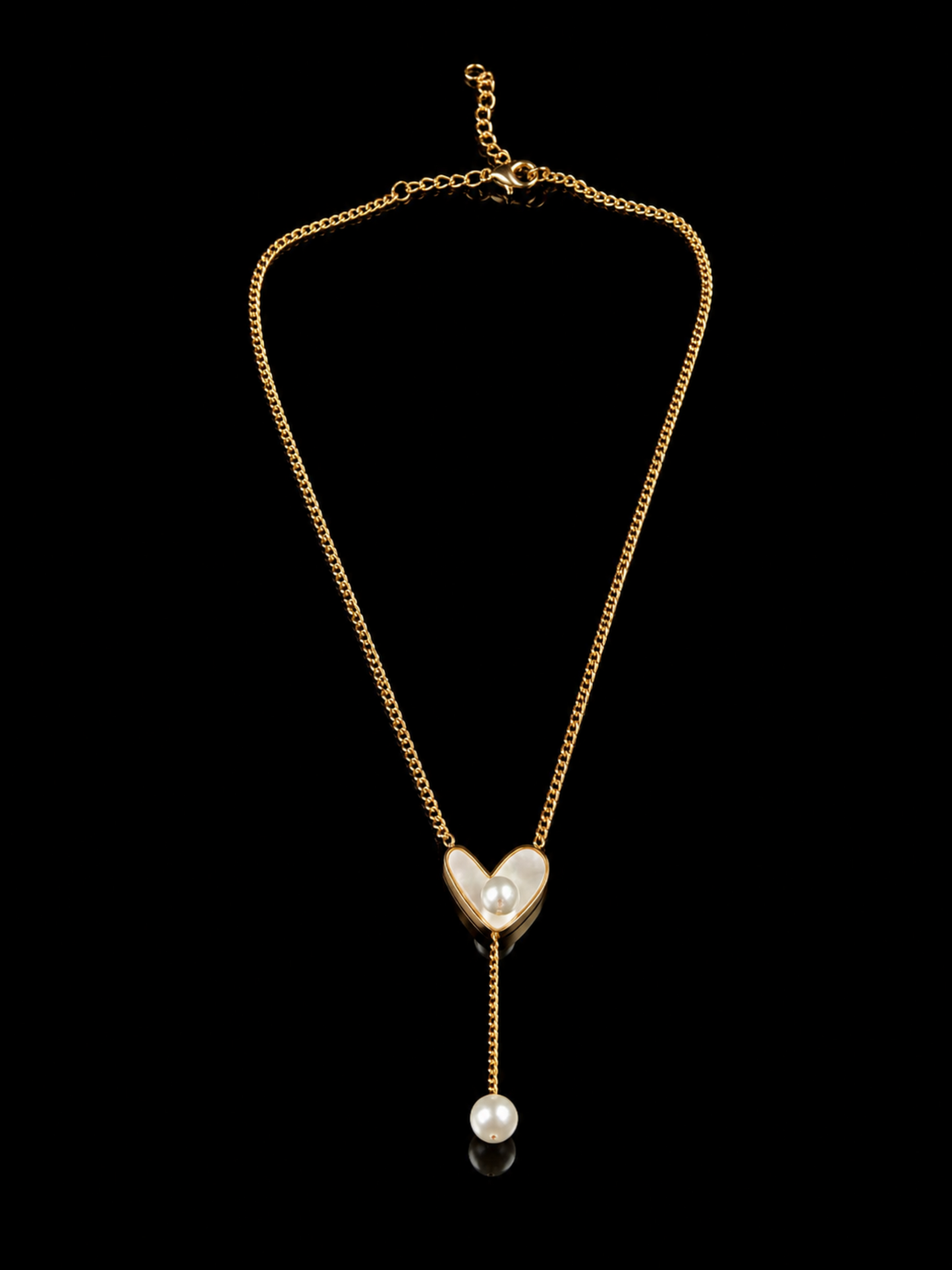 Pearl Heart Y-Kette – Gold Edition