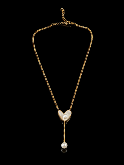 Pearl Heart Y-Kette – Gold Edition