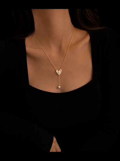 Pearl Heart Y-Kette – Gold Edition