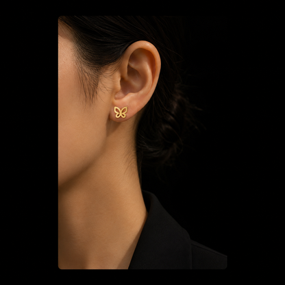 Golden Butterfly Studs