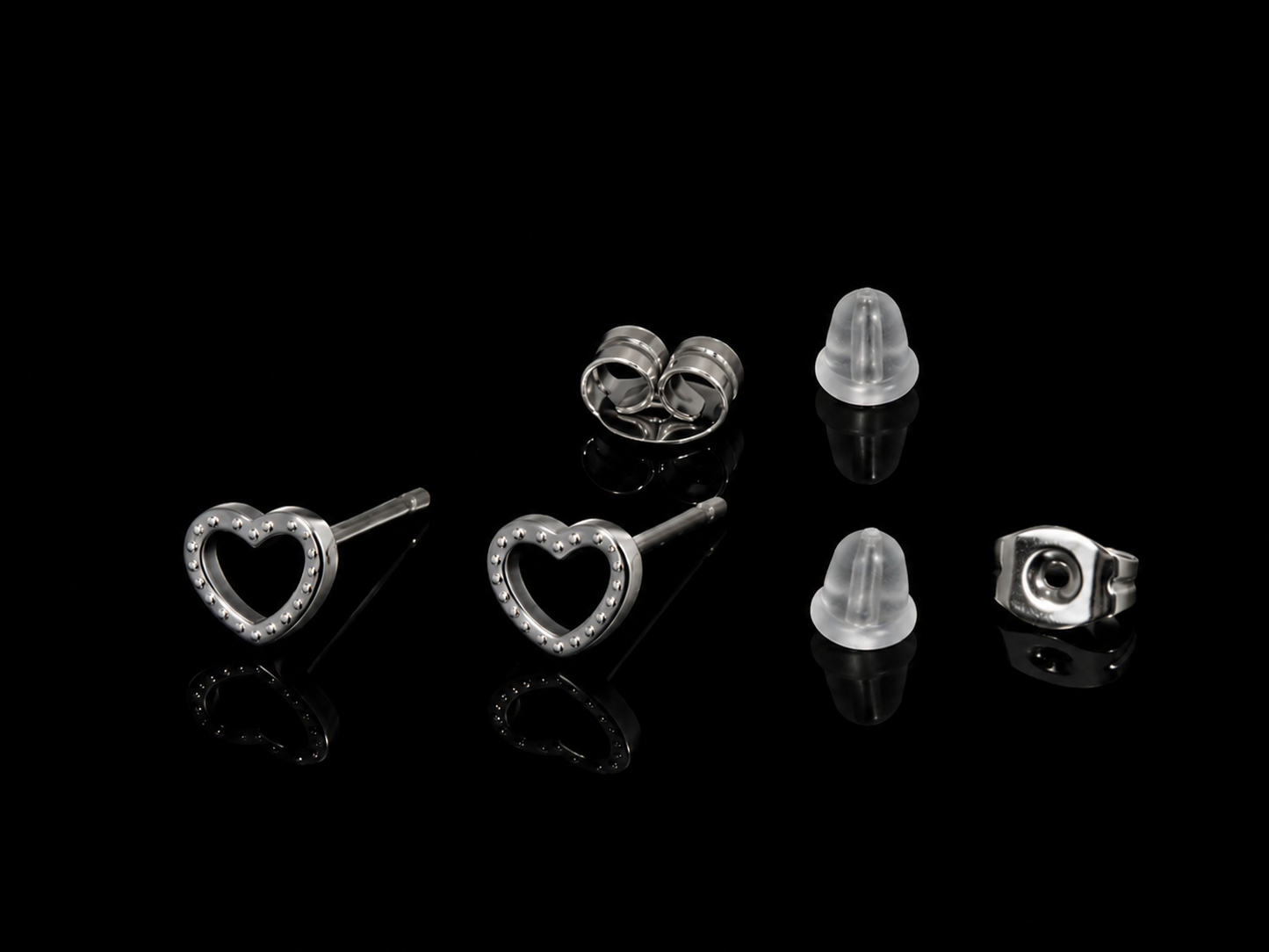 Silver Heart Studs