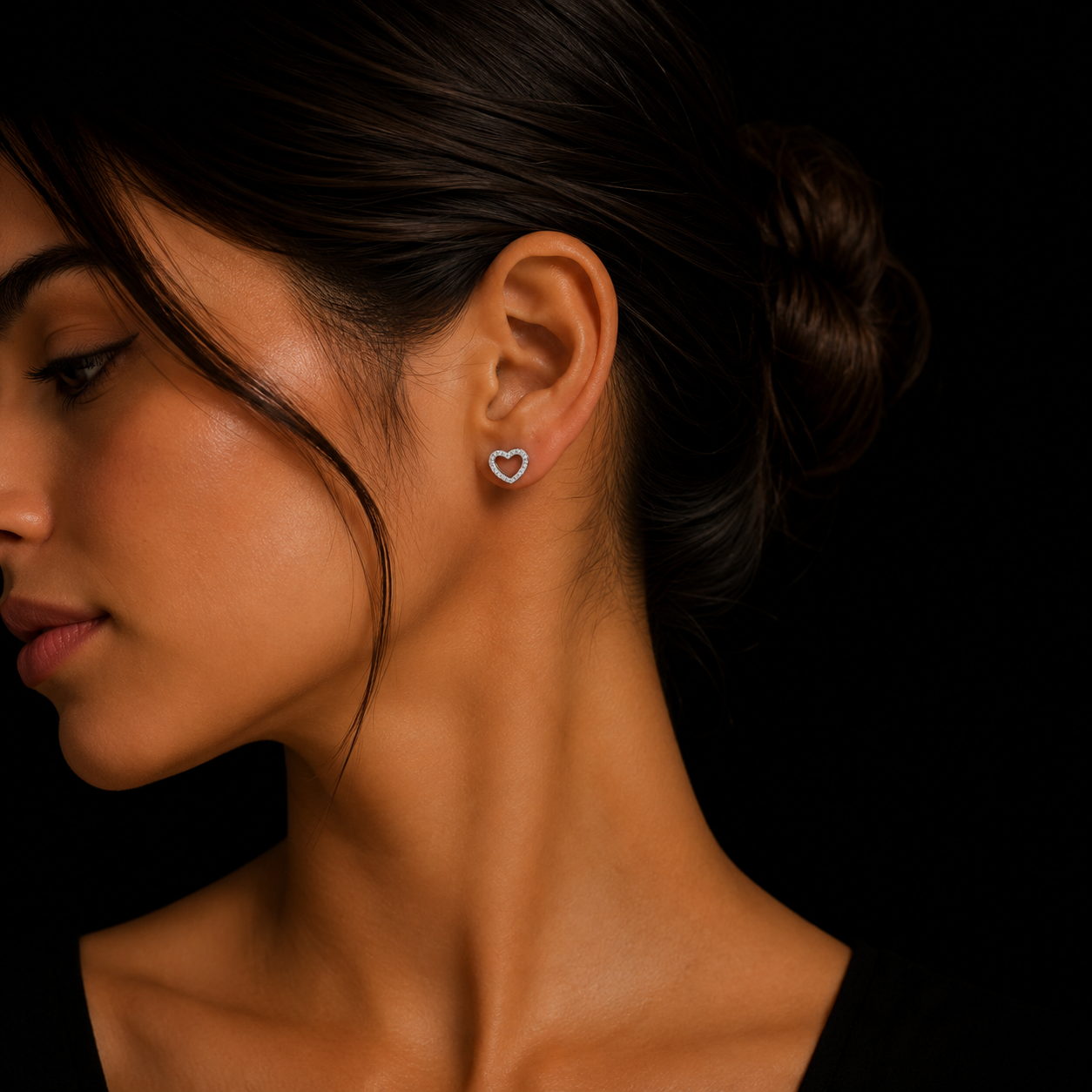 Silver Heart Studs